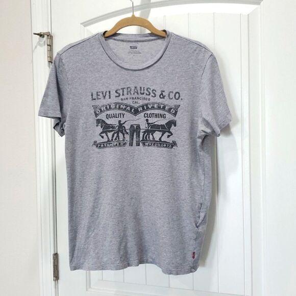 Levi’s Strauss 2 Horse Classic Grey 100% Cotton Tee, Medium - Picture 1 of 6